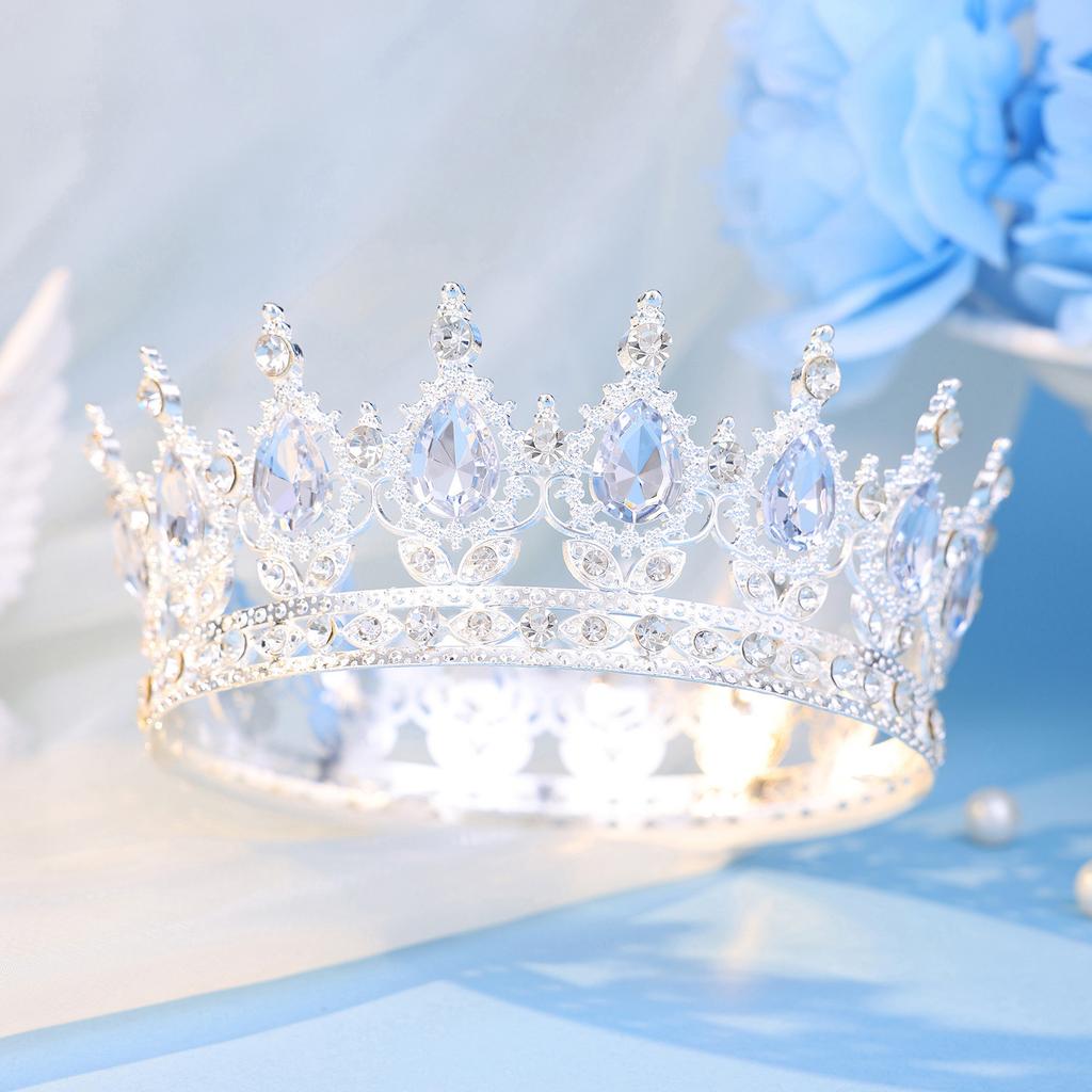 Fashion Crystal Rhinestone Round Tiaras And Crowns For Bride Women Queen Princess Diadems Girls Wedding Hair Accessories