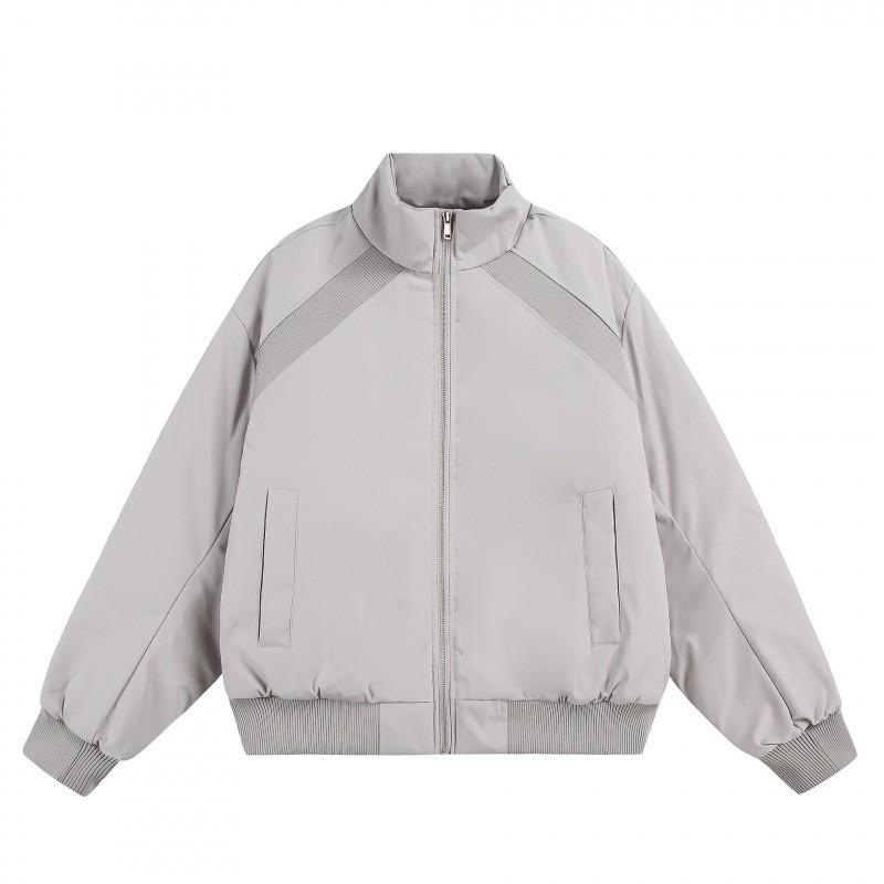 Winter Oversized Cotton Puffer Jacket Men Women Warm Thick Box Fit Stand Collar Casual Outerwear In Gray Black Purple