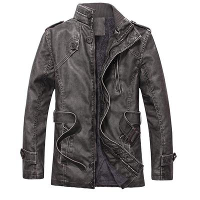 Men's Leather Jacket Slim Fit Motorcycle Casual Warm Coat
