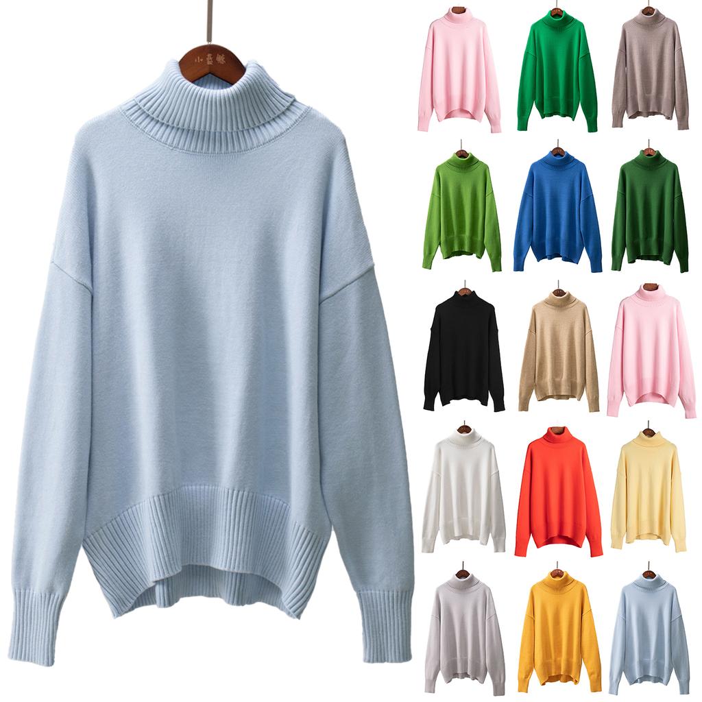 Women's Solid-color Fashionable Long-sleeved Top Sweater