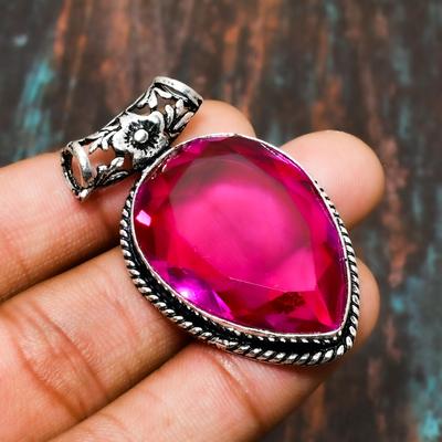 Pink Rubillite, Gemstone Handmade Solid 925 Sterling Silver Jewelry Pendant