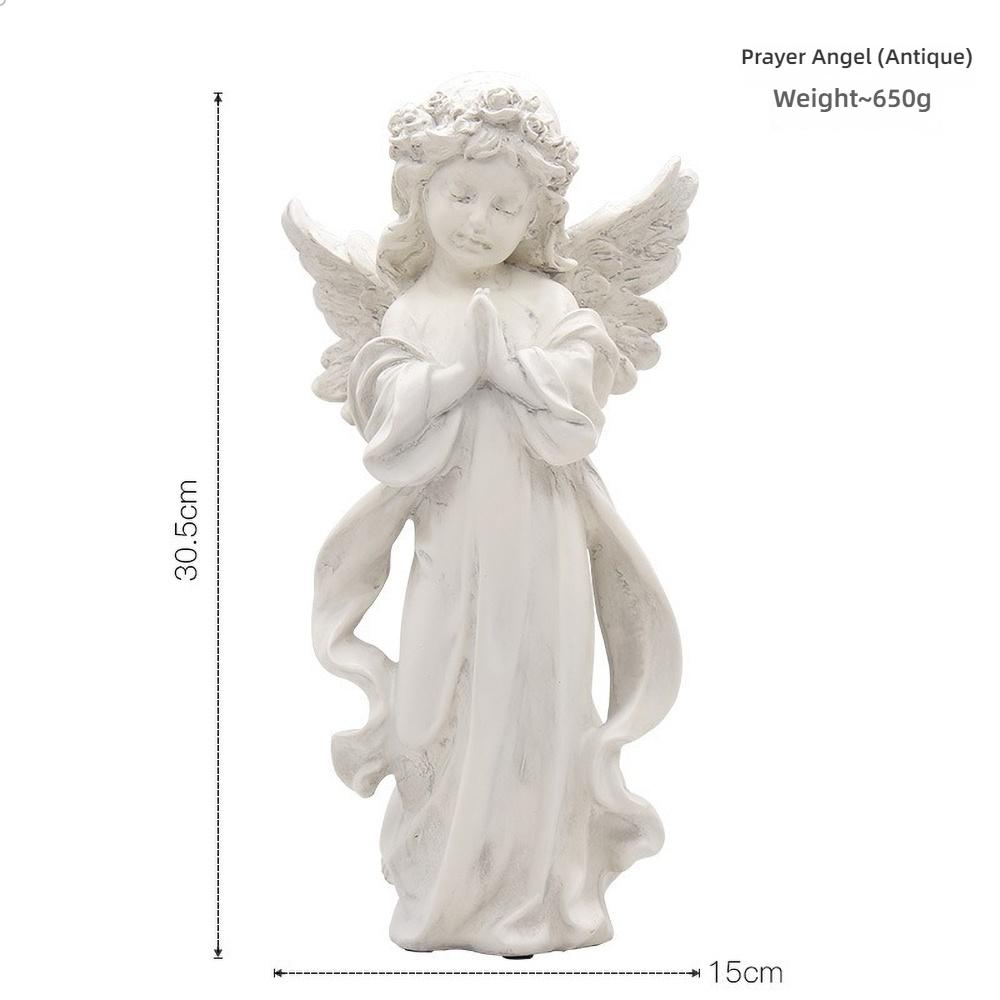 Hand-Painted Reading Angel Resin Statue - Vintage Book Decor, Home Altar Figurine, Collectible Gift, Photography Prop