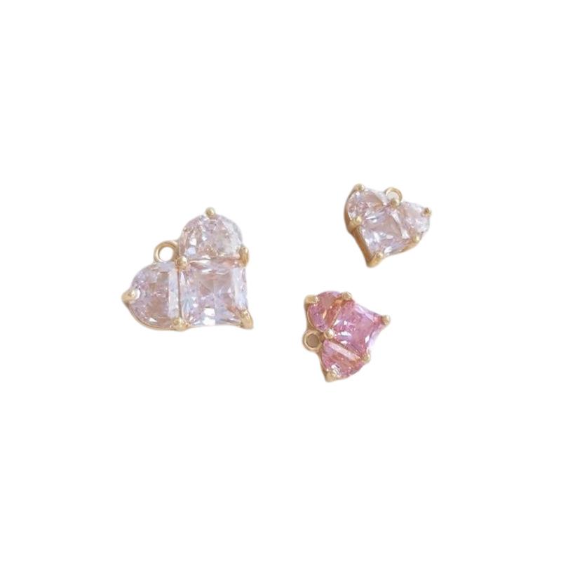 14K Gold-Filled Peach Heart Pendant with Zircon Charms for DIY Bracelets & Earrings