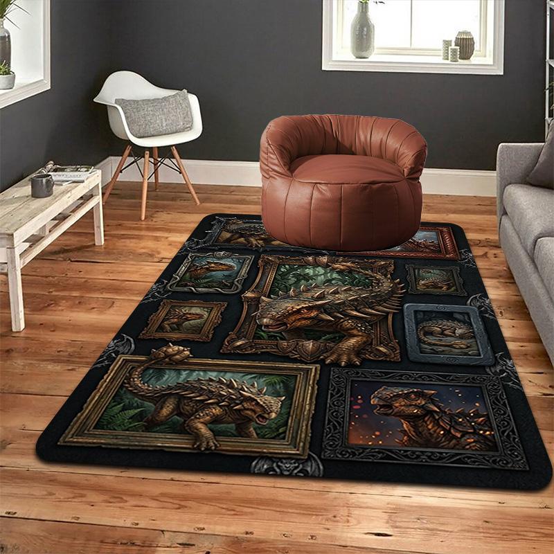 Prehistoric Creatures Pattern Rug Floor Mat for Living Room or Bedroom Soft and Comfortable Carpet a Gift for Birthday and Holiday.