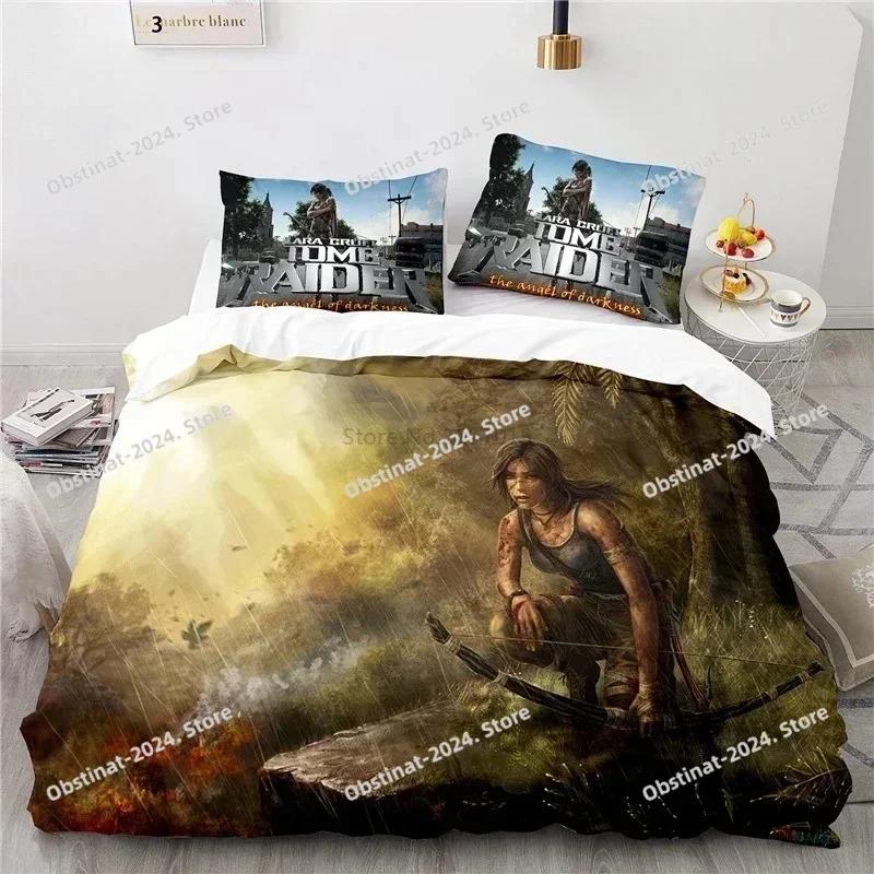 Game Tomb Raider Bedding Set Popular Sexy Laura Bedding Set Comforter Duvet Cover Pillow Case 3 Pieces Sets Kids Adult Size