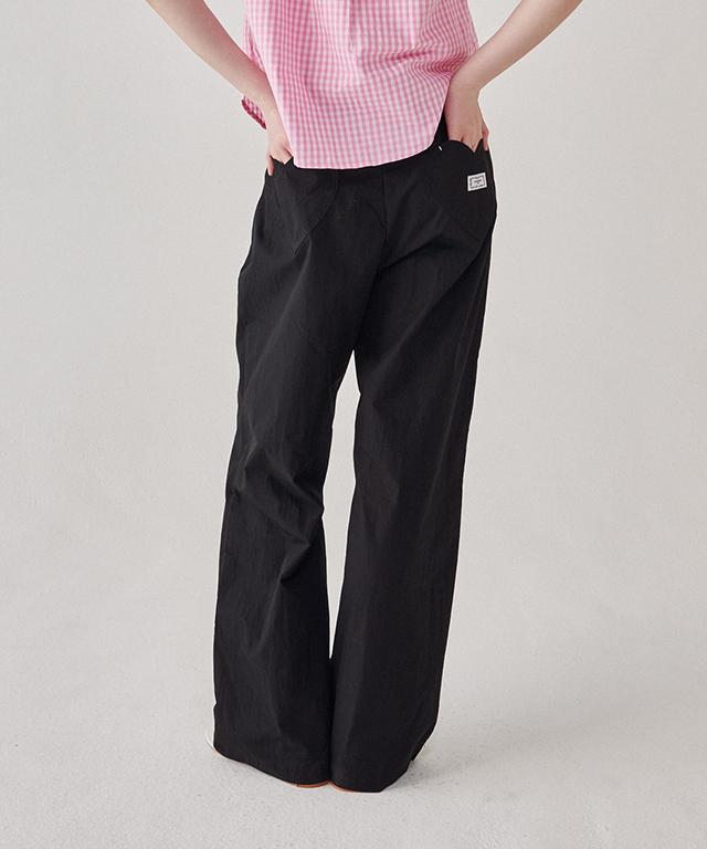 RONRON Back Heart Stitch Pocket Banding Pants Black