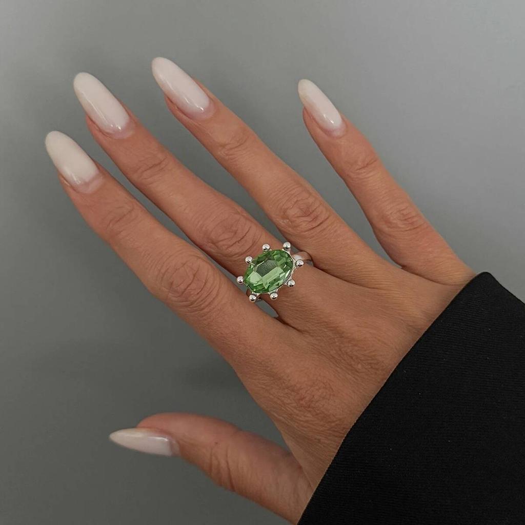 Salircon Exquisite Cute Colorful Rhinestone Adjustable Open Ring Lady Retro Acrylic Stackable Knuckle Ring Y2K Jewelry Accessory