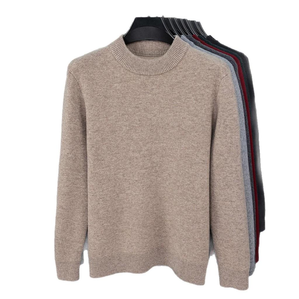 Men's 100% Pure Wool Round Neck Anti-Pilling Warm Pullover Sweater