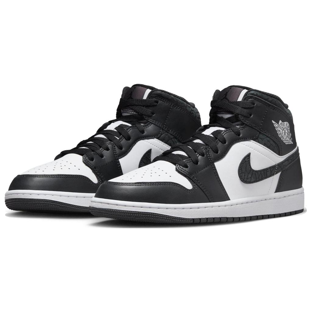 Air Jordan 1 Mid SE Panda Elephant Men Sneakers Black Off-Noir White FB9911-001
