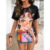 3D-gedrucktes Damen-Kurzarm-T-Shirt, Übergrößen Damenbekleidung, modisch und vielseitig