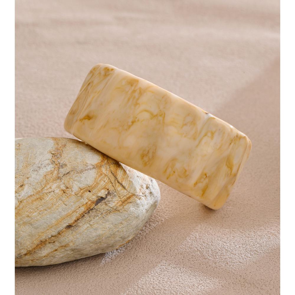 Eetit 55mm Beige Resin Acrylic Wide Cuff Statement Bracelet Bangle for Women Waterproof Trendy Fashion Jewelry Wholesale Gift