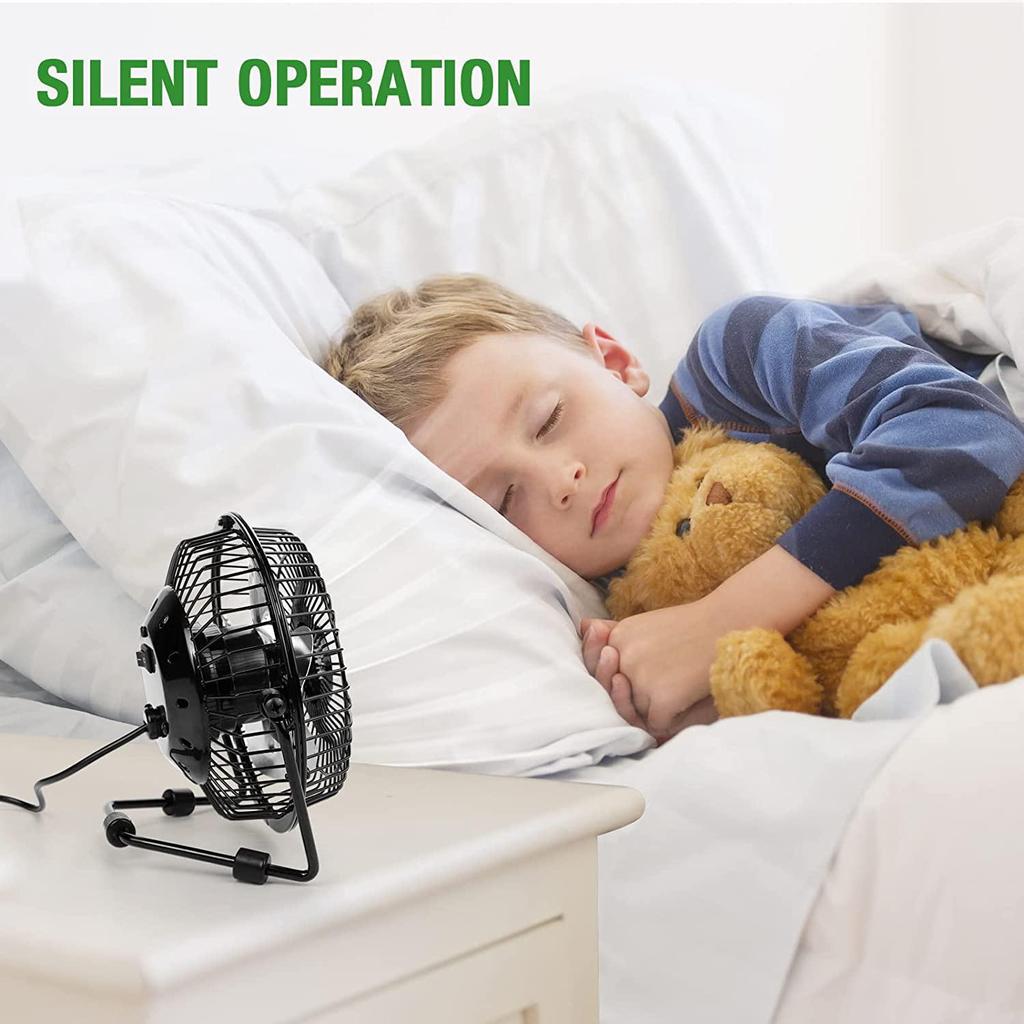 USB-vifte 4 tommer (ca 10,2 cm) Mini USB skrivebordsvifte Personlig bærbar skrivebordskjølevifte drevet av USB for camping hjemmekontor utendørs reiser