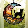 Pet Memorial Suncatcher Angel Cat Dog Sun Catcher Panel Stained Glass Window Hanging Ornaments Pet Loss Sympathy Gift for Pet Lovers