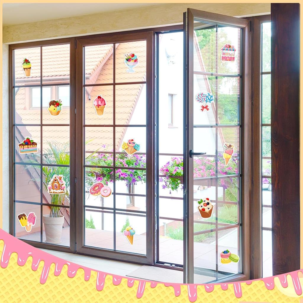 Faccito 48 Pcs Candy Cutouts Ice Cream Party Decorations Birthday Large Candy Cutouts for Classroom Bulletin Board Set Ice Cream Classroom