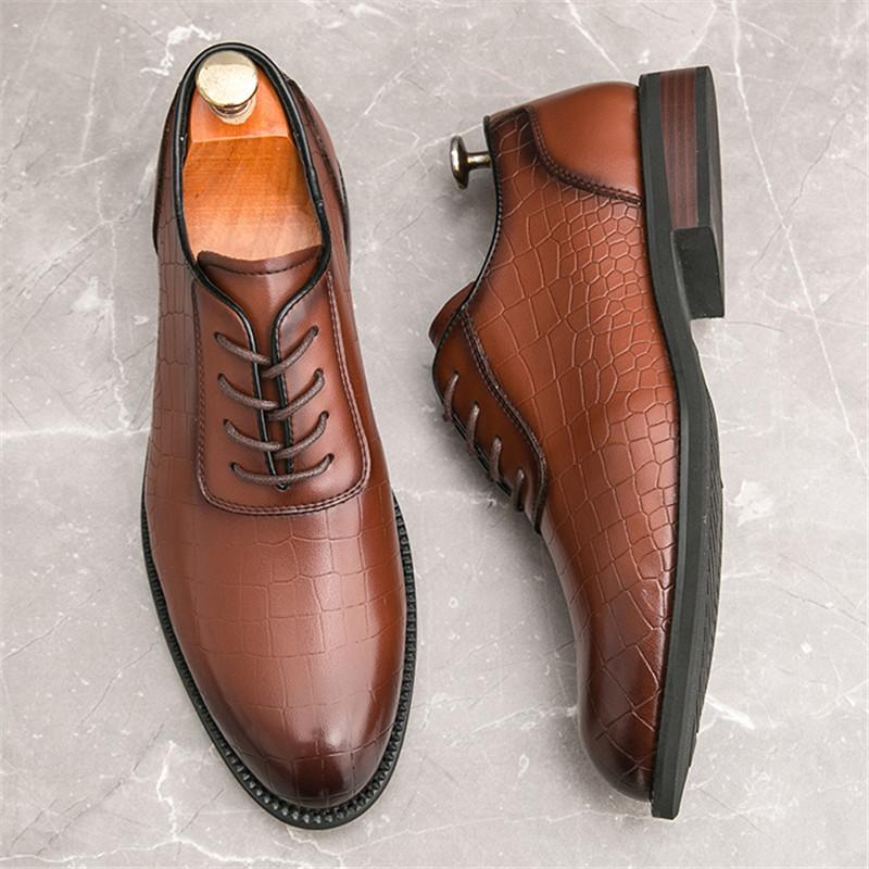 Luxury Designer New Men's Pointed Black Brwon Casual Oxford Shoes Formal Wedding Dress Homecoming Footwear Zapatos Hombre
