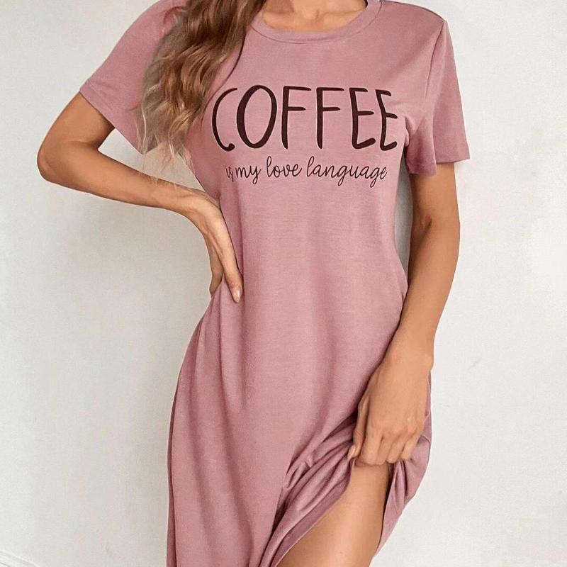 

Молочний шовк Нічна сорочка Жіноча Нічна сорочка Короткий рукав Мультяшні Нічні сорочки Милий Повсякденний Одяг для сну Піжама Нічна сукня S рожевий