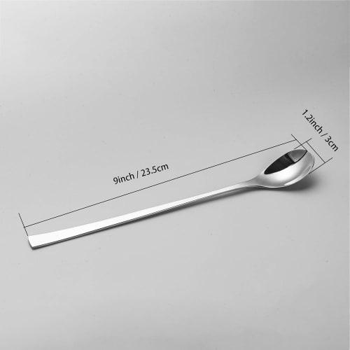 IMEEA Long Bar Spoons, 18-10 Stainless Steel Parfait Spoons, 23cm, Silver, 6-Piece Set, for Commercial Use