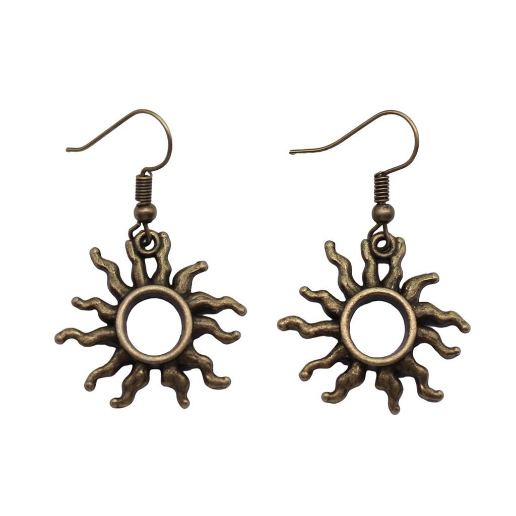 Matte Crescent Moon Dangle Earrings Sun Minimalist Gothic Lunar Drop Earrings Dark Celestial Jewelry