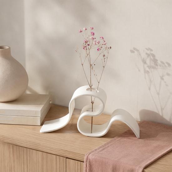 Creative Plant Display 3D Printed Dried Flower Stand, Curved Ribbon Vase, Decorative Holder, Bedroom Container Artificial Rack for Living Room