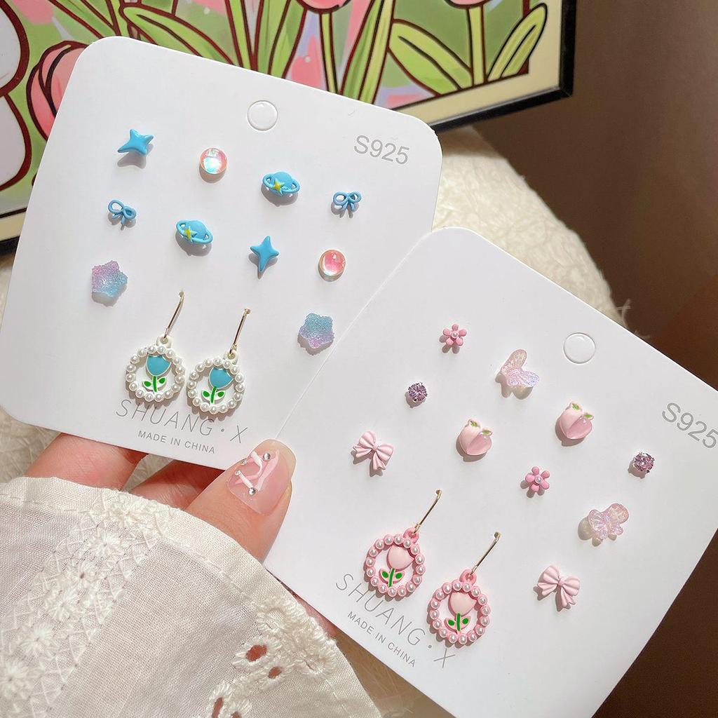 Colorful Mori Style Flower Earrings: Exquisite Silver Needle for a Sweet, Fresh, and Lovely Summer Look