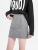 Women's Gray Heart Polka Dot Woolen A-Line High Waist Slimming Short Skirt for Autumn/Winter