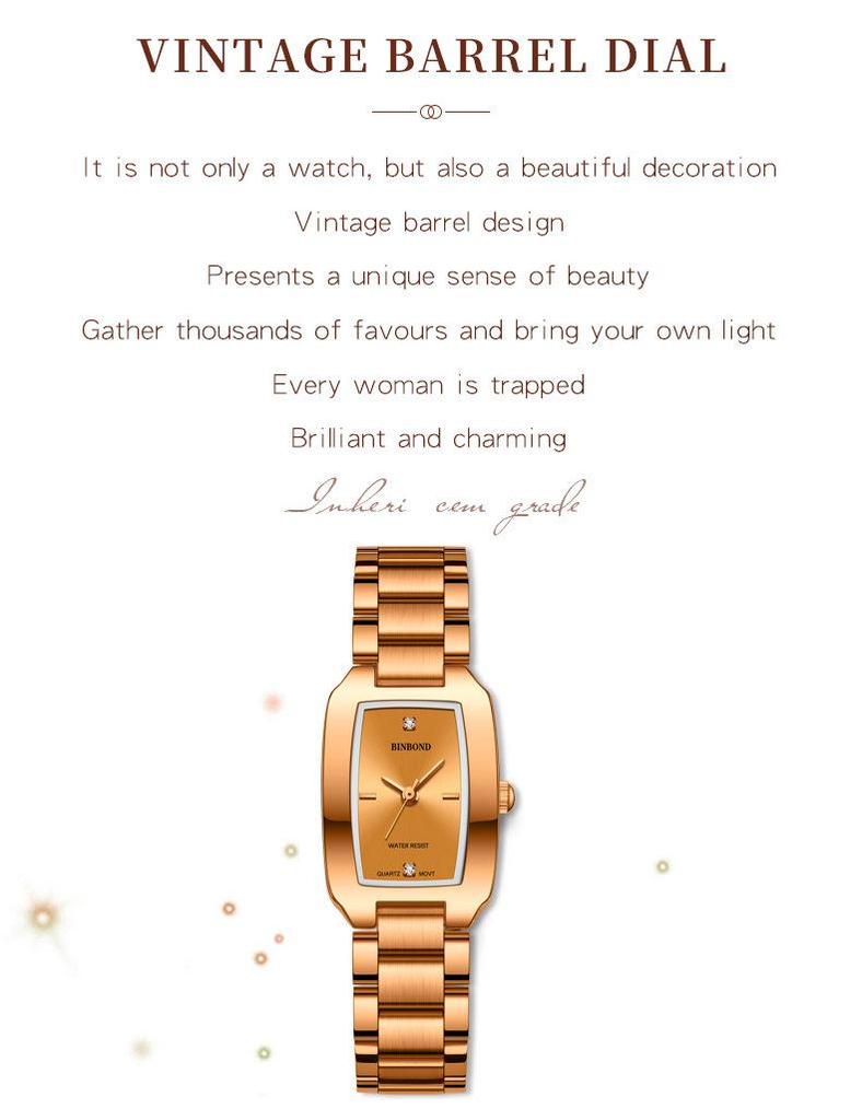 BINBOND Women's Fashion Waterproof Quartz Stainless Steel Watch