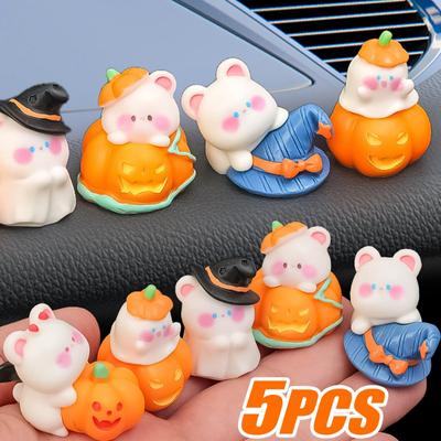 Halloween Auto-Ornamente Mittelkonsole Rückspiegel Niedlicher Kürbis Bär Zylinder Geist Ornament Auto Dekoratives Zubehör