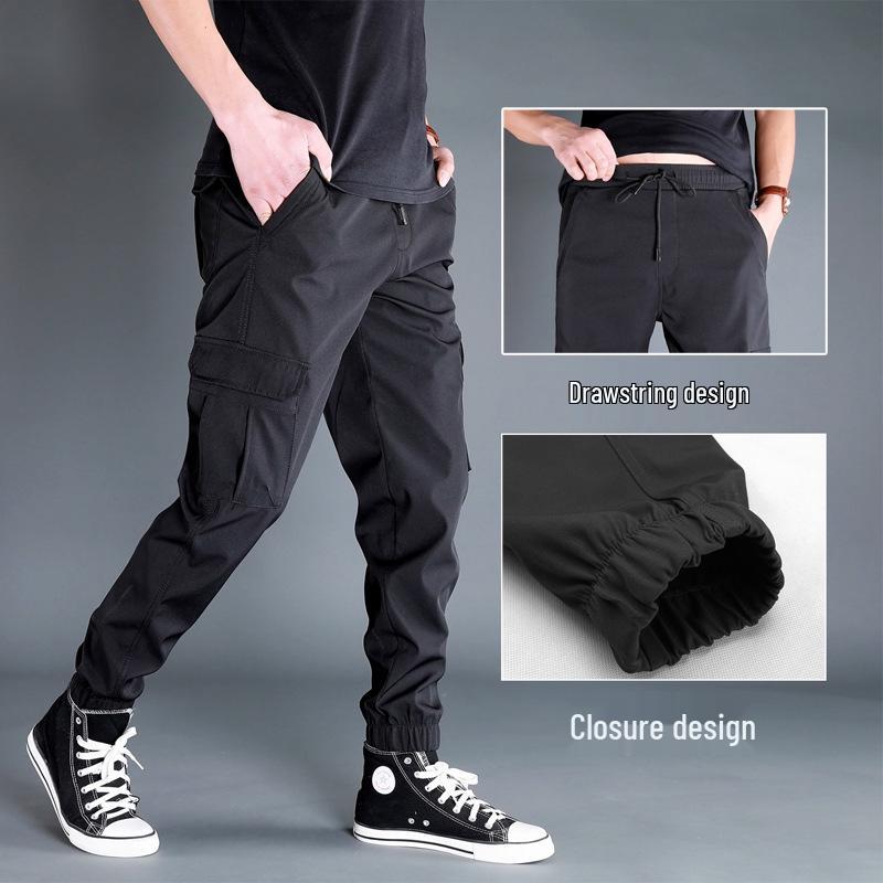 Men's Fashionable Multi-Pocket Cargo Pants: Autumn/Winter Thick Joggers with Loose Fit and Tapered Legs