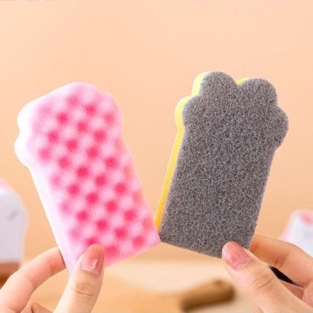 3pcs Thicker Cat Claw Cleaning Sponge Wiping Sponge Sponge Brush Dishwashing Sponge  Cleaning Tool