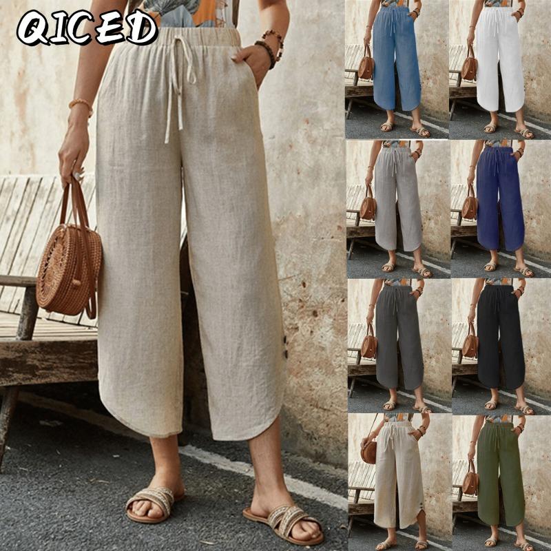 QICED Dame Mode Afslappet Ensfarvet Print Bukser & Capribukser