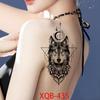 1 PC 210*114MM  Mermaid Temporary Tattoo For Women Men Realistic Fox Lion Flower Tattoos Sticker Back Arm Disposable Death Skull Fake Tatoo