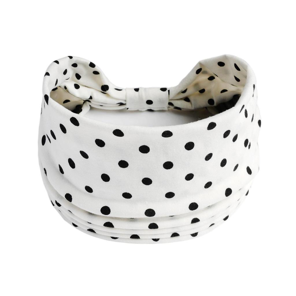 Wide Black Polka Dot Sports Headband for Women - Simple Elastic Fitness Style
