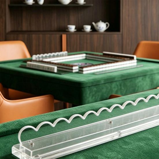Mahjong Rack with Detachable Magnetic Pusher, Scalloped Acrylic Mah Jongg Tile Holder & Pusher Set, American Mahjong Accessories