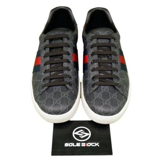 Gucci Ace GG Supreme Canvas Low Top Casual Sneaker Men's Black 429445 96G50 1130