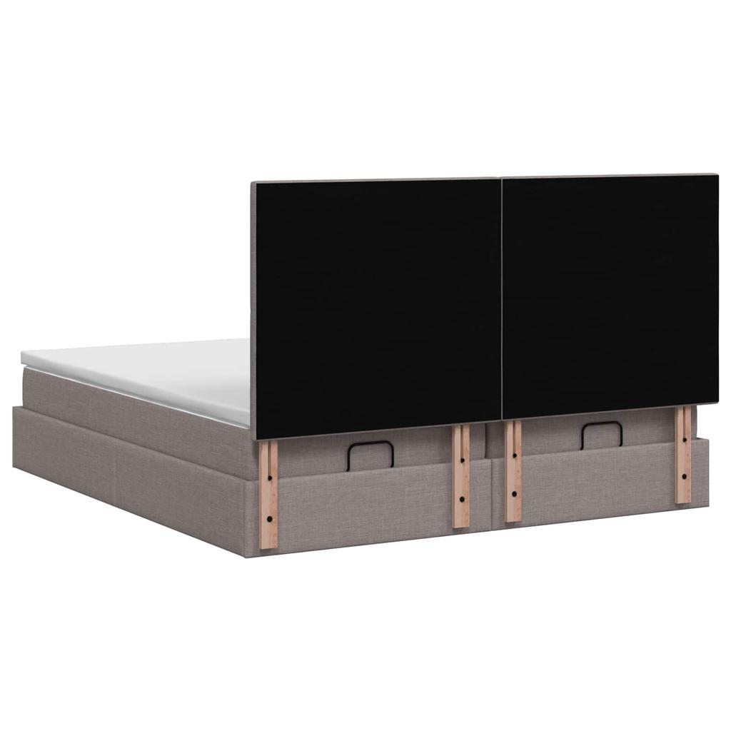 Ottoman Bed with Mattress and LED Taupe 160 X 200 Cm Fabric