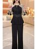 Spring 2025 Women's Luxury Suit: Stylish Slimming Top & Wide-Leg Pants Set
