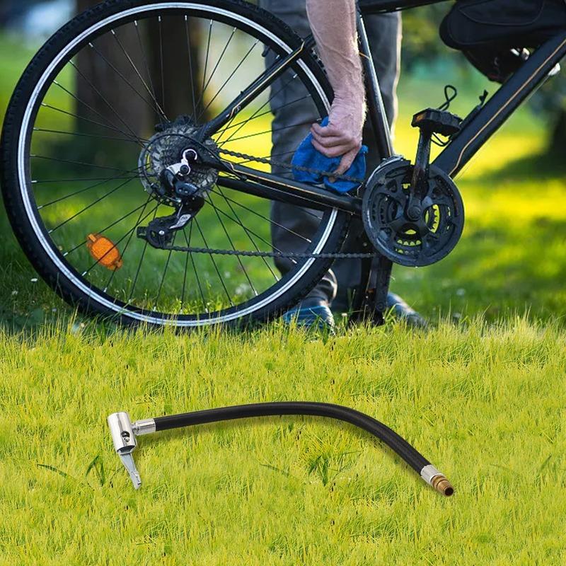 Bike Pump Extension Tube Bike Pump Valve Adapter Portable Storage Reinforced Nylon Wrapped Rubber Hose Flexible Extension Tube