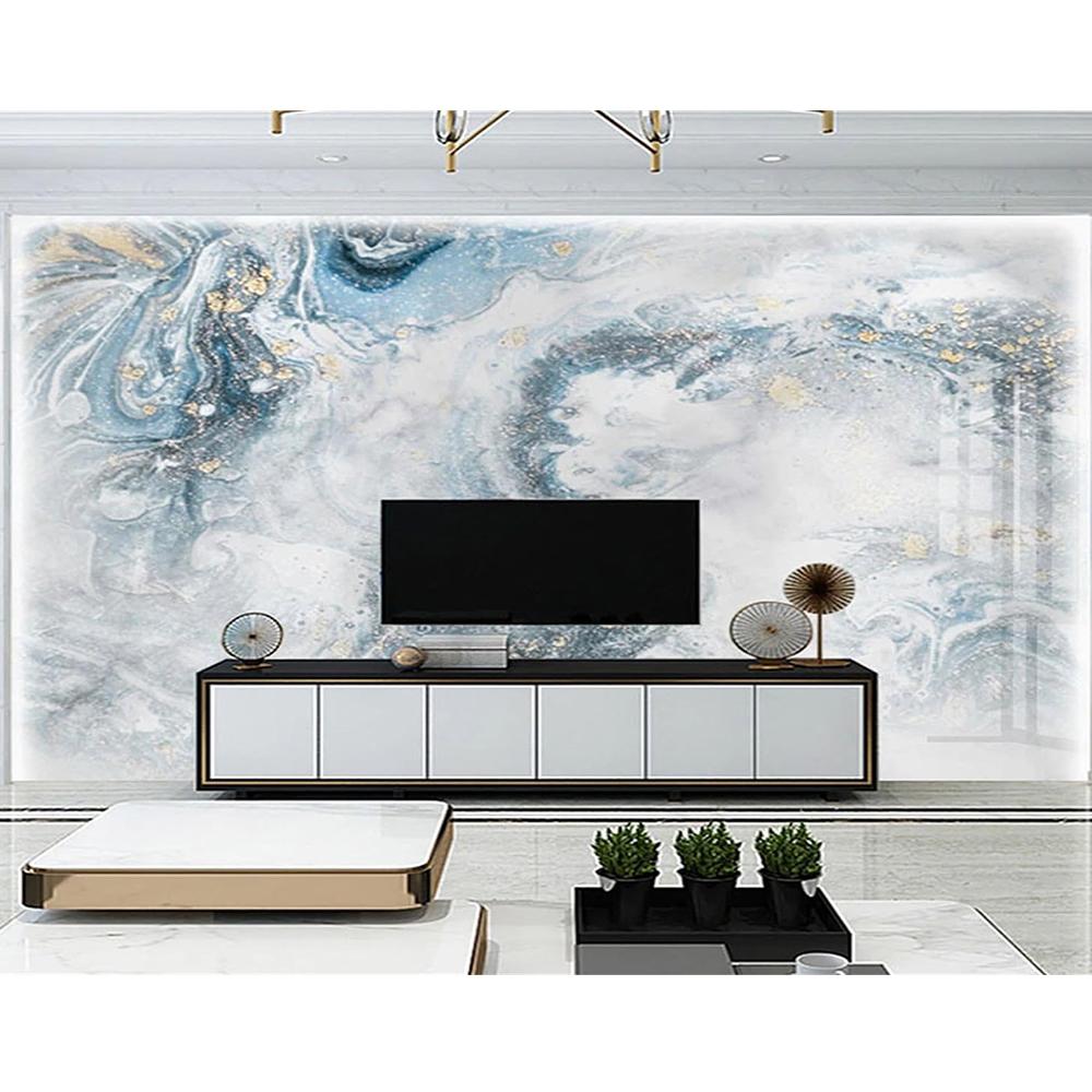 Abstract Gray White Marble Wall Murals, Simple Bedroom Marble Wallpaper Modern Space Marble Wall Stickers Home Decor