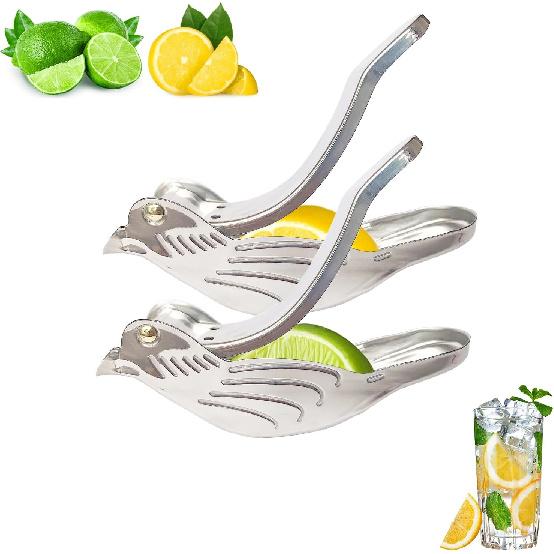 Stainless Steel Manual Lemon Juicer and Lime Squeezer, Silver (2 Pieces), Length 4.5 X Width 1.75 X Height 1.57 Inches