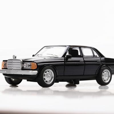 1/36 Scale E-Class W123 Black Classical Diecast Car Model Toy, Pull Back Doors Open Toy Vehicle for Kids Toddler Boys Girls Gift Collection