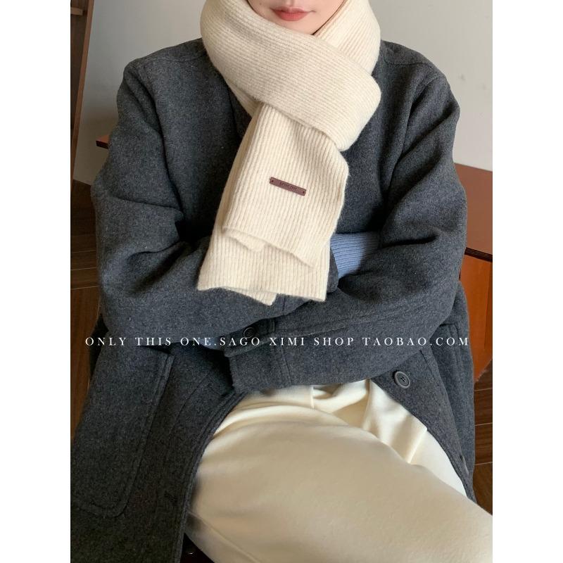 

Funi Blue Wool Blended Knitted Wool Scarf Women s Korean Style Autumn and Winter Warm and Windproof Fashionable Versatile Scarf