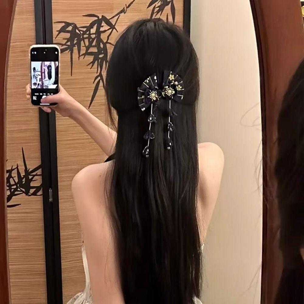Bell Kimono Sakura Hairpin Sakura Hanfu Fan Hair Clip Cute Tassel Fan Hair Clip  Photo Pros