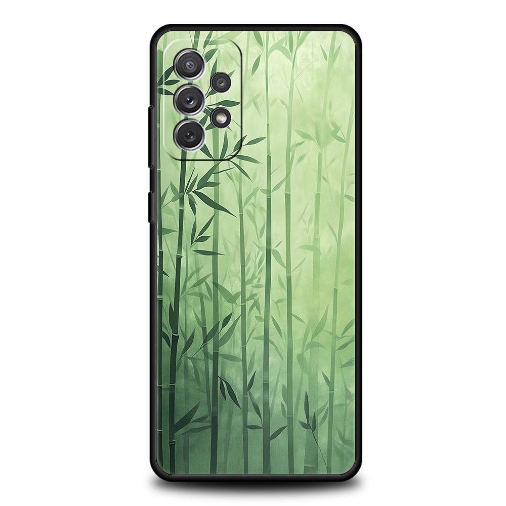Phone Case for Samsung Galaxy A55 A53 A52 A52S A51 A41 A35 A32 A25 A23 A15 A71 Soft TPU Style Butterfly Green Bamboo Creative