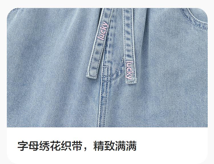 Balabala children's clothing, girls' shorts, children's pants, 2026 summer new item, all cotton denim five quarter straight leg pants, sweet