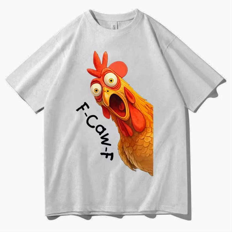 

Funny F-Caw-F T-Shirt Double Sided Print Men Humor High Quality Fashion Tshirt Chicken Casual Oversized Hot Sale Tops Teenagers 4XL