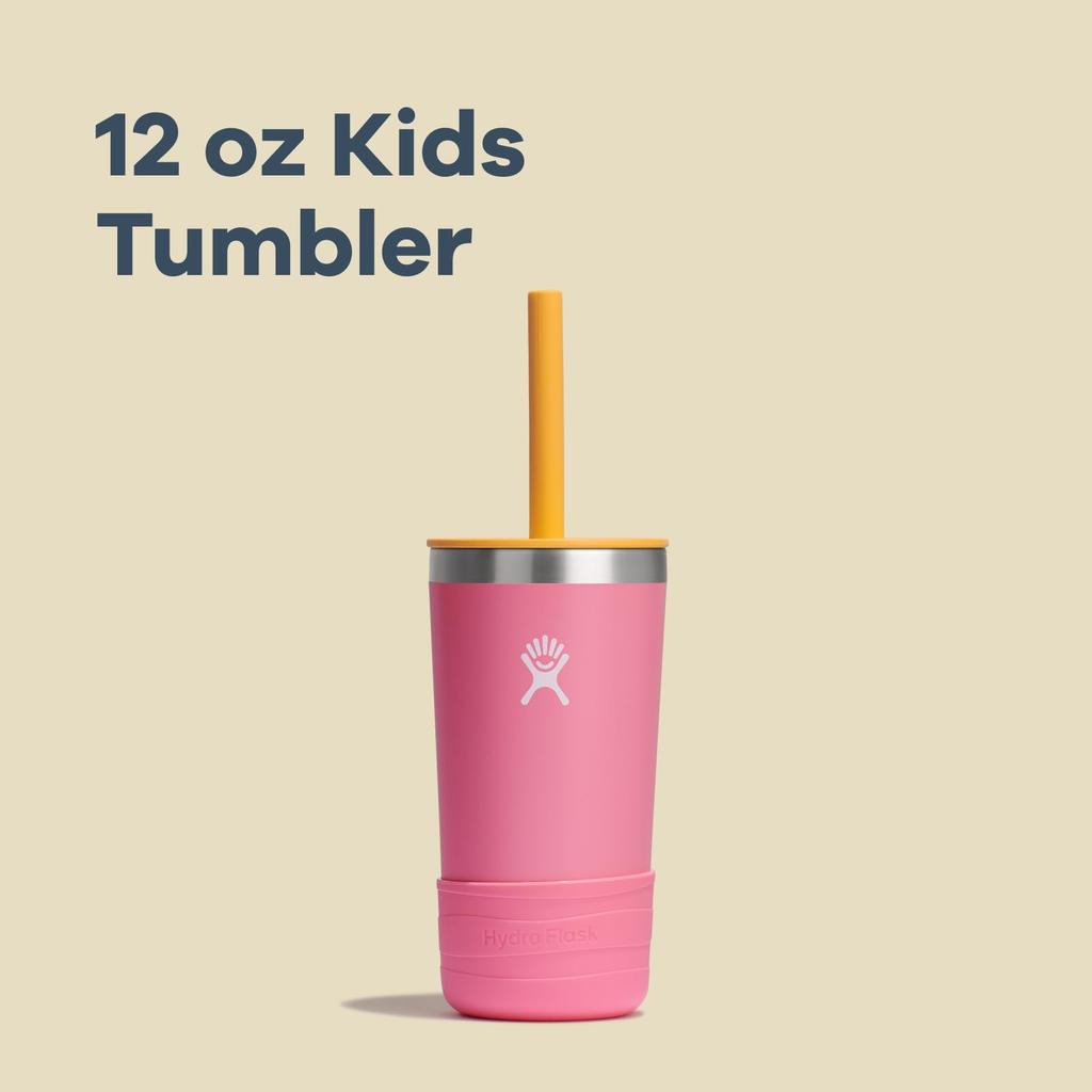 Stainless Steel Kids Tumbler with Straw Lid, 12oz (354ml), Dahlia Design, Insulated Water Bottle (Official Japanese Product)