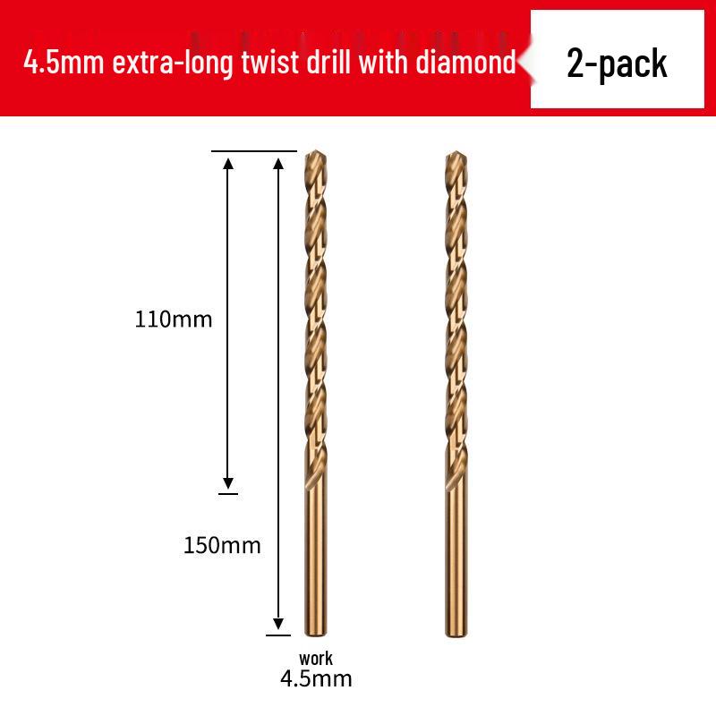 Cobalt Extra-Long High-Strength Alloy Twist Drill Bit for Stainless Steel and Woodworking