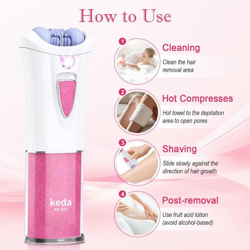 Glabrouse Skin Epilator, 2025 New Glabrouse Skin Hair Remover for Women Cordless Facial Hair Removal for Women Facial, Arms, Legs and Bikini (Pink)