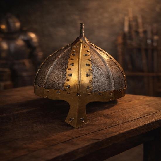 Medieval Viking Helmet Replica Handcrafted Steel Brass Decor Collectible Historical Warrior Display Gift Prop