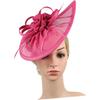 TEHAUX Rose Red Mesh Fascinator Hat for Women Bridal Tops Hat Headband for Wedding Evening Banquet and Special Occasion Accessories